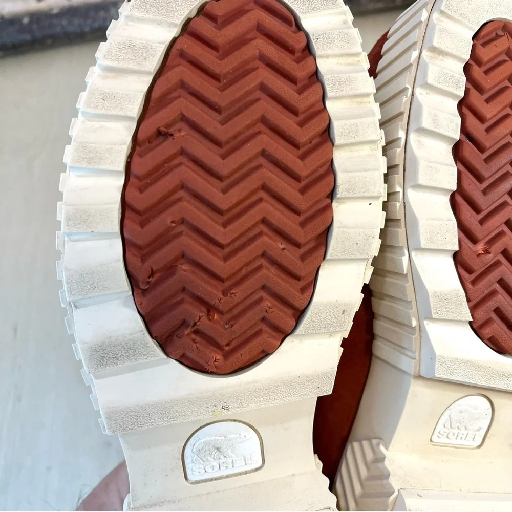 Sorel Suede Penny Mule in Burnt Orange and Cream Platform - Picture 16 of 16